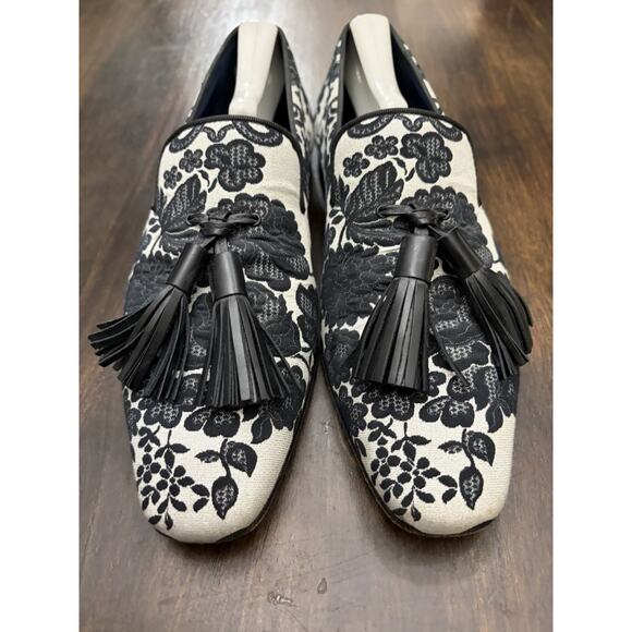 Sebastian Cruz Couture White Black Formal Loafers Tassle 40 Size 7.5 $1495 main image 8